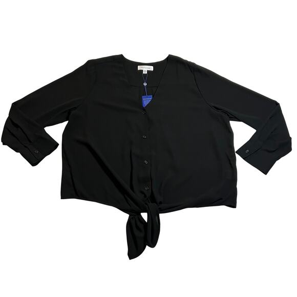 POPSUGAR Tops - Popsugar V-Neck Button Up Shirt w/ Front Tie Size XXL NEW Minimalist Casual